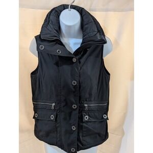 Aether Apparel Womens Black Quilted Puffer Vest Funnel Neck Size 2